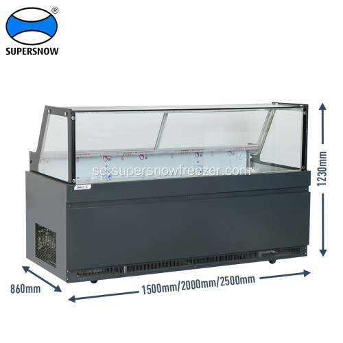 Kvadratisk glas kommersiell display kylskåp Showcase